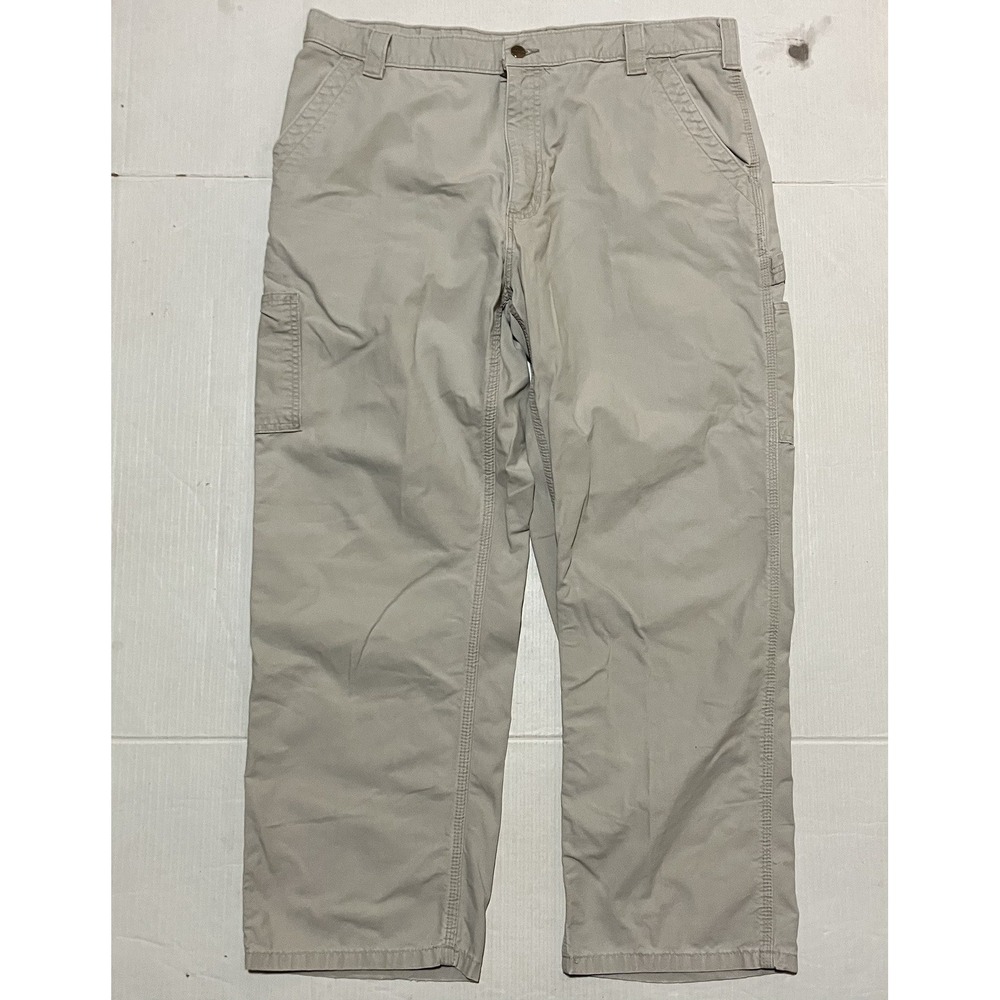 Carhartt Mens Carpenter Pants B151 tan 38 X 29 Work Baggy Straight Beige Khaki